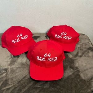 🏈 Go Big Red! Set of 3 Adjustable Hats – Nebraska, Cornell, WKU, Arkansas State